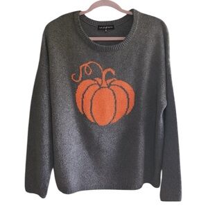 Cozy Gray Pumpkin Sweater | State of Mine | XL Soft Knit Fall Autumn Vibes